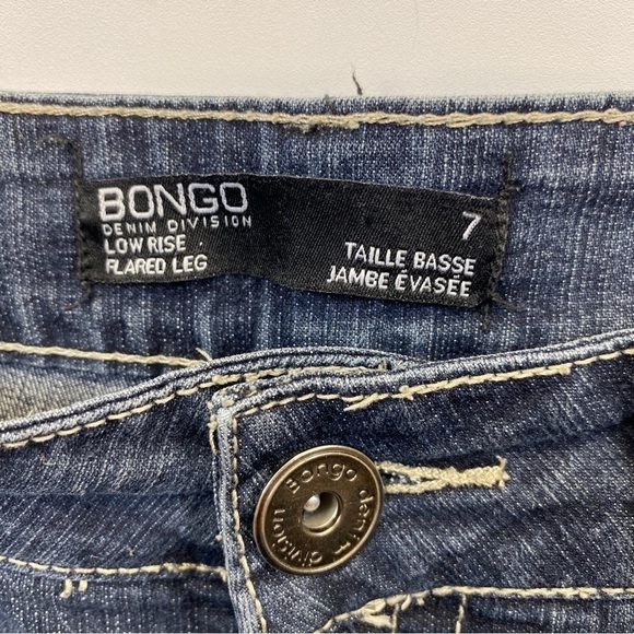 VINTAGE Bongo Jeans Womens Size 7 Blue Low Rise Button Zip Flared Denim Y2K - Picture 2 of 10